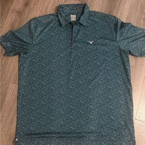 Callaway Men's Patterned Teal Polo Shirt
